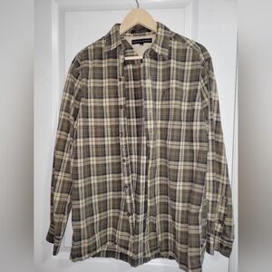 Tommy Hilfiger Men's Plaid Shirt - Green and White